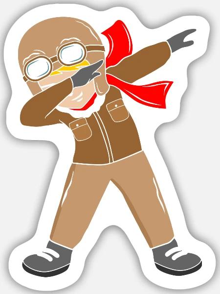 Pilot Dab - Sticker Größe M (15 x 15 cm) - Mattweiß