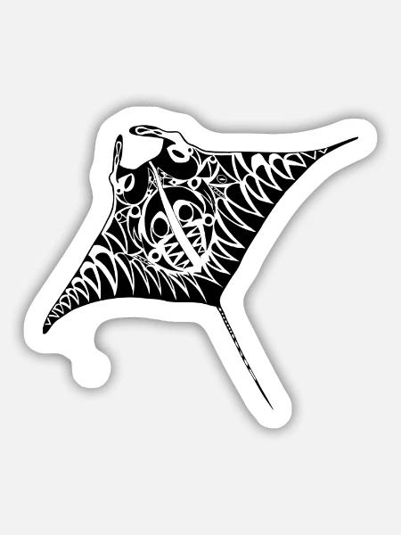 mantaray maori blk white - Sticker Größe M (15 x 15 cm) - Mattweiß