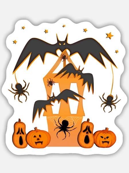 Halloween Happy Halloween Kürbis - Sticker Größe M (15 x 15 cm) - Mattweiß