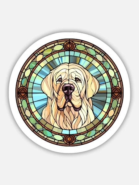 Pyrenäen-Mastiff-Hunderasse Buntglas Bunt - Sticker Größe M (15 x 15 cm) - Mattweiß