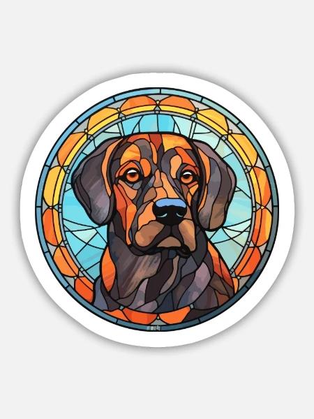 Berger de Beauce Hunderasse Buntglas bunt - Sticker Größe M (15 x 15 cm) - Mattweiß