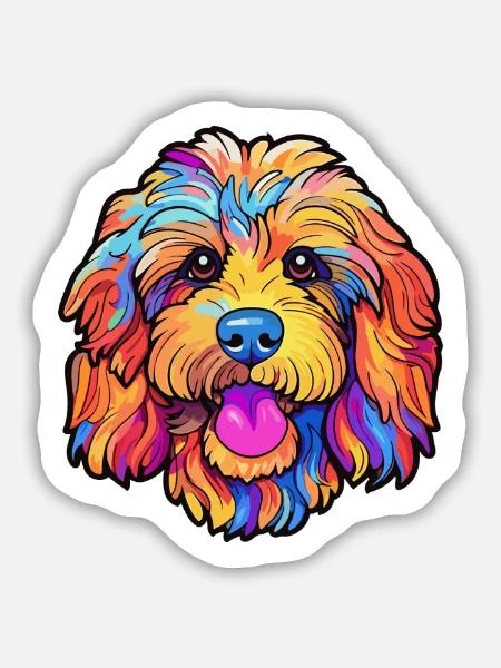 Cockapoo Hunderasse Cartoon Kawaii Illustration - Sticker Größe M (15 x 15 cm) - Mattweiß