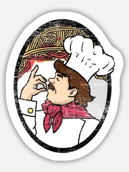 Feuriger Spaghetti Küchenprofi - Sticker Größe M (15 x 15 cm) - Mattweiß