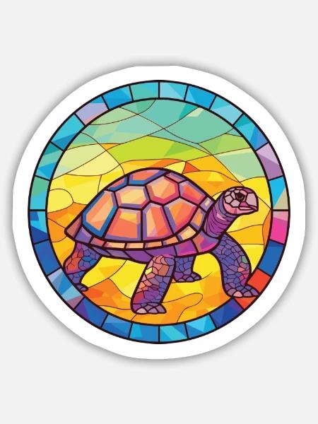 Bunte Aquarell-Tierillustration der Schildkröte - Sticker Größe M (15 x 15 cm) - Mattweiß