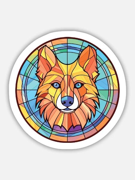 Deutsche Jagdterrier Hunderasse Aquarellglas - Sticker Größe M (15 x 15 cm) - Mattweiß