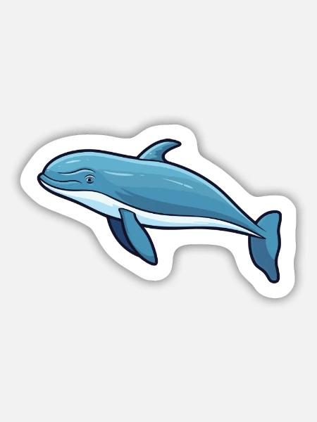 Buckelwal-Karikatur-Kawaii-Illustration - Sticker Größe M (15 x 15 cm) - Mattweiß