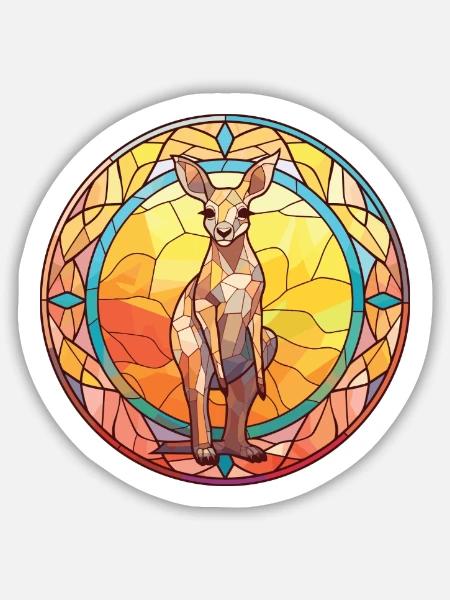 Känguru Bunte Aquarell-Tierillustration - Sticker Größe M (15 x 15 cm) - Mattweiß
