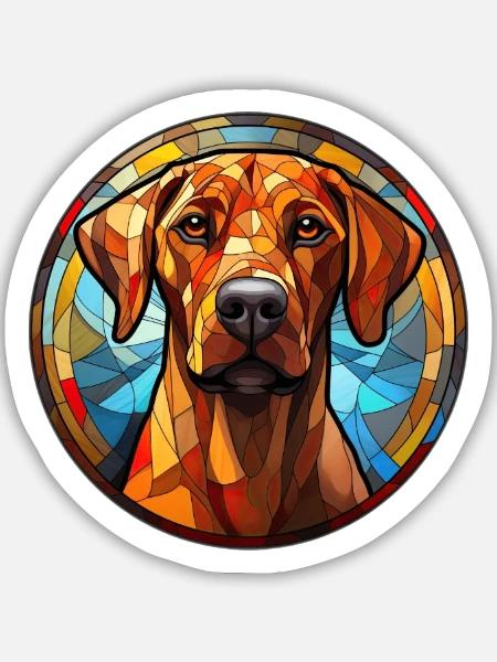 Rhodesian Ridgeback Hunderasse Aquarellglas - Sticker Größe M (15 x 15 cm) - Mattweiß