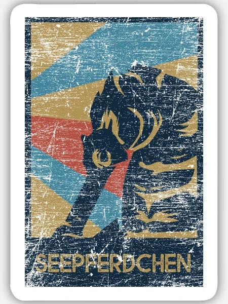 Anmutiges Seepferdchen Korallenriff - Sticker Größe M (15 x 15 cm) - Mattweiß