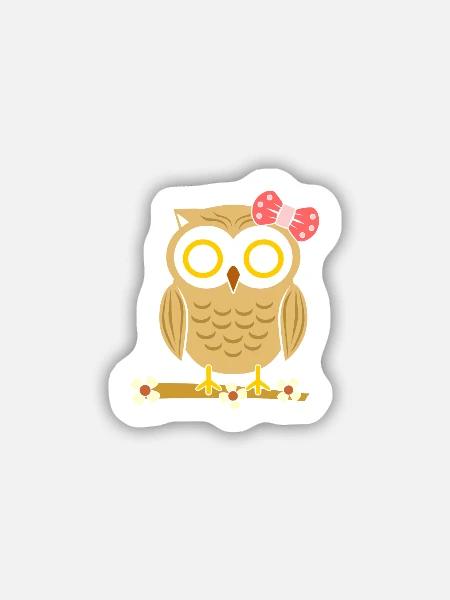 Uhu Eule Süß - Sticker Größe M (15 x 15 cm) - Mattweiß