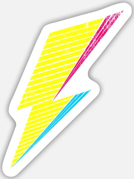 bolt of lightning 80s - Sticker Größe M (15 x 15 cm) - Mattweiß