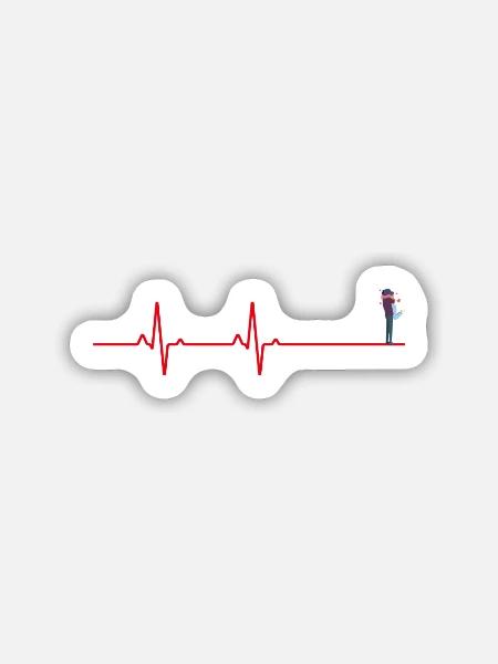 Liebespaar Herzschlag - Sticker Größe M (15 x 15 cm) - Mattweiß