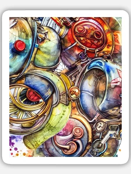 Bunte Motorräder - Sticker Größe M (15 x 15 cm) - Mattweiß