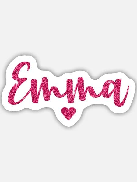 Emma Herz Pink - Sticker Größe M (15 x 15 cm) - Mattweiß