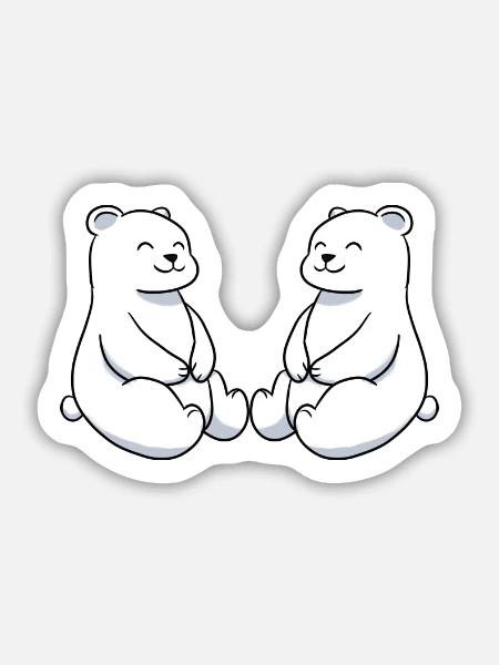 Polarbär Eisbär Freunde - Sticker Größe M (15 x 15 cm) - Mattweiß