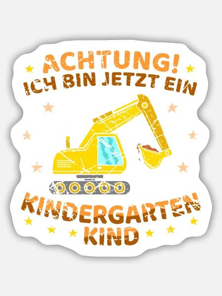 Kindergartenkind Bagger Jungen - Sticker Größe M (15 x 15 cm) - Mattweiß