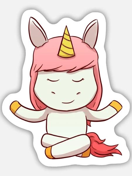 Unicorn Meditation - Sticker Größe M (15 x 15 cm) - Mattweiß