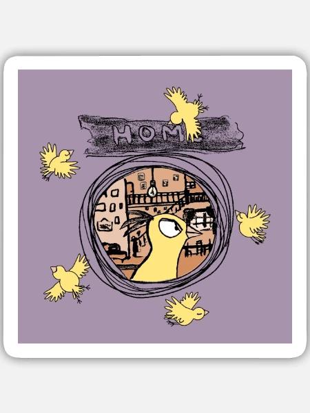 Vogelnest - Sticker Größe M (15 x 15 cm) - Mattweiß