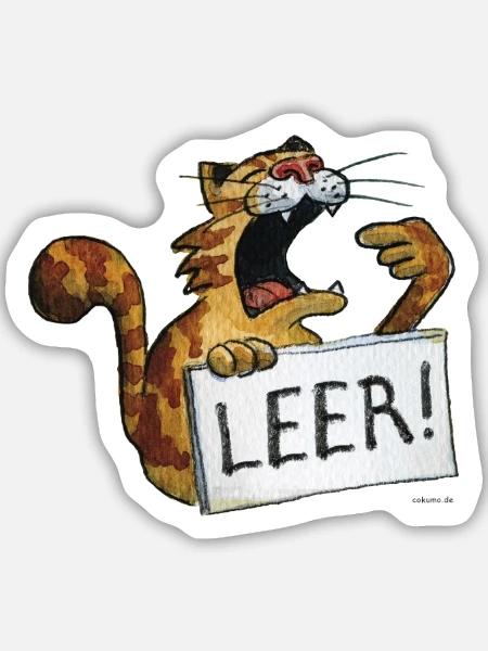 hungrige Katze (leer) - Sticker Größe M (15 x 15 cm) - Mattweiß