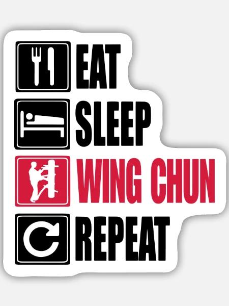 Eat-Sleep-WingChun-Repeat - Sticker Größe M (15 x 15 cm) - Mattweiß