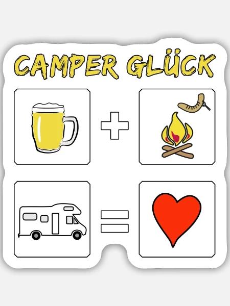 camper glück wohnmobil - Sticker Größe M (15 x 15 cm) - Mattweiß
