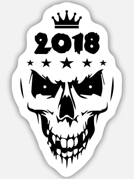 2018 Totenkopf - Sticker Größe M (15 x 15 cm) - Mattweiß