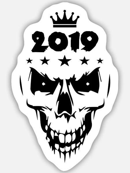 2019 Totenkopf - Sticker Größe M (15 x 15 cm) - Mattweiß