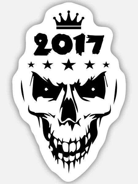 2017 Totenkopf - Sticker Größe M (15 x 15 cm) - Mattweiß