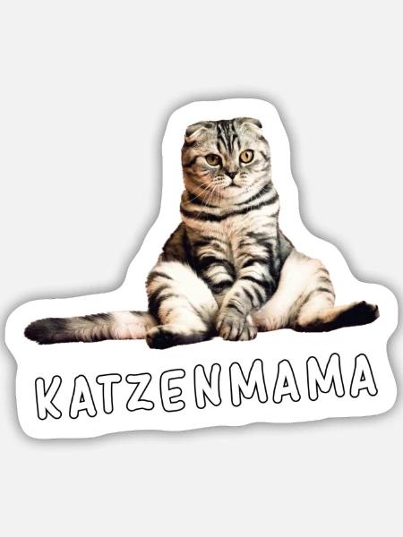 Katze – Katzenmama - Sticker Größe M (15 x 15 cm) - Mattweiß