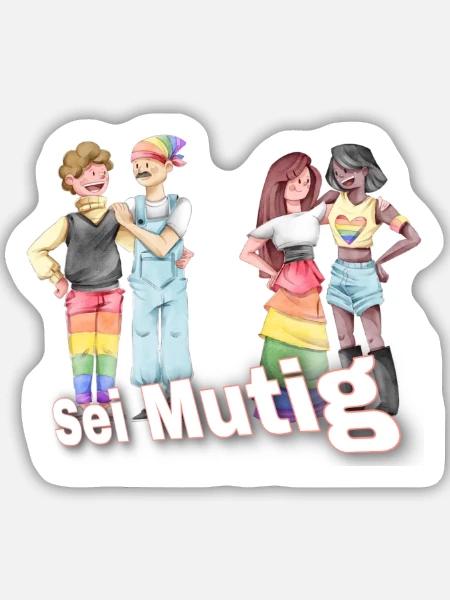 Sei Mutig Pride-Illustration: Vielfalt - Sticker Größe M (15 x 15 cm) - Mattweiß