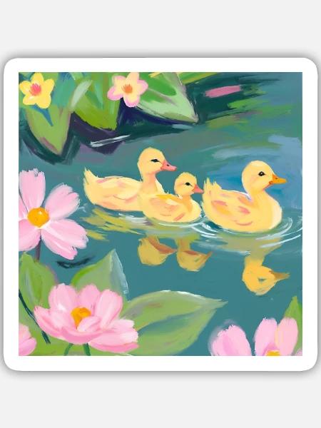 Entchen - Sticker Größe M (15 x 15 cm) - Mattweiß