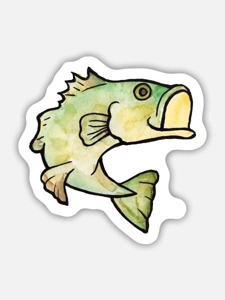 Aquarell Fischspritzer - Sticker Größe M (15 x 15 cm) - Mattweiß