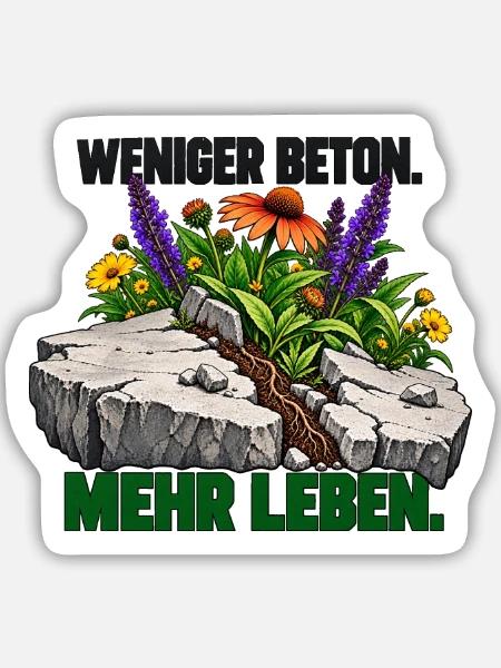 Mehr Leben statt Beton - Sticker Größe M (15 x 15 cm) - Mattweiß