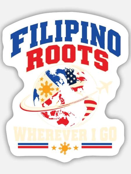 Philippinisches Blut Amerikanische Wurzeln - Sticker Größe M (15 x 15 cm) - Mattweiß