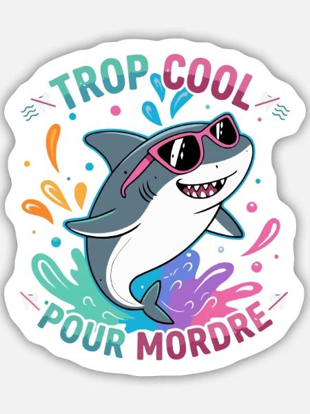 Hai zu cool zum Beißen - Sticker Größe M (15 x 15 cm) - Mattweiß