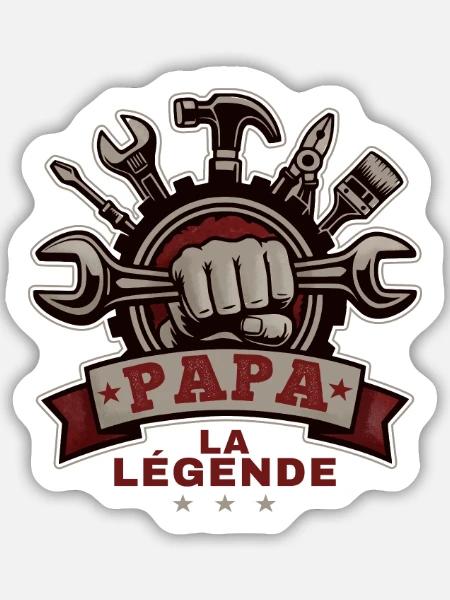 Papa, die Legende - Sticker Größe M (15 x 15 cm) - Mattweiß