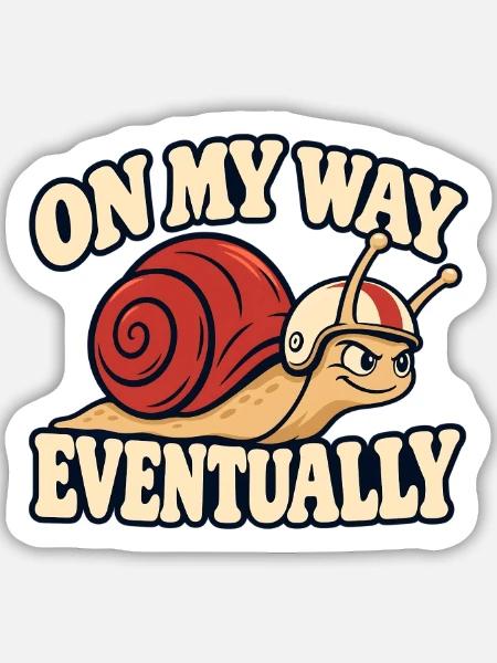 Schließlich Racing Snail - Sticker Größe M (15 x 15 cm) - Mattweiß
