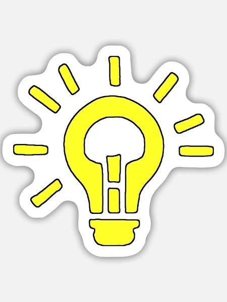 Gelbe Birne: kreative Idee - Sticker Größe M (15 x 15 cm) - Mattweiß