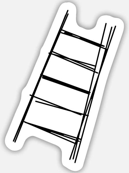 Leiter handgezeichnet - Sticker Größe M (15 x 15 cm) - Mattweiß