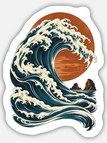 Meereswelle - Sticker Größe M (15 x 15 cm) - Mattweiß