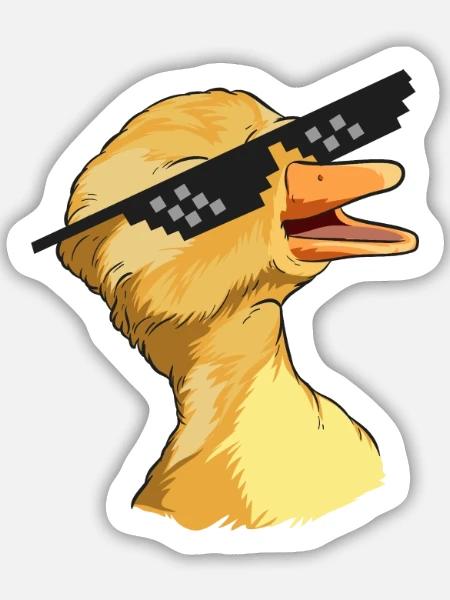 Quakende Meme-Ente mit Sonnenbrille - Sticker Größe M (15 x 15 cm) - Mattweiß