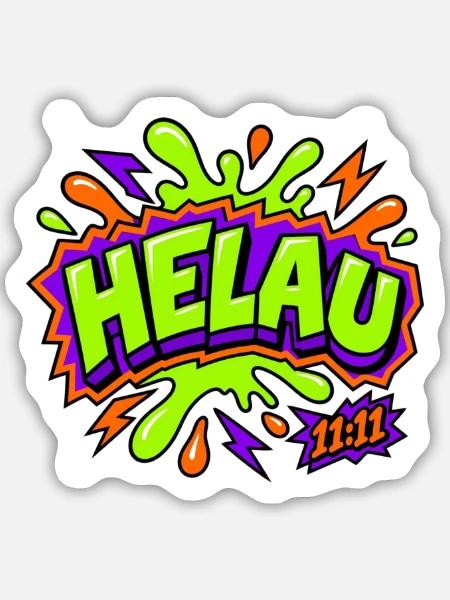 Helau 11:11 Karneval Retro T-Shirt - Sticker Größe M (15 x 15 cm) - Mattweiß