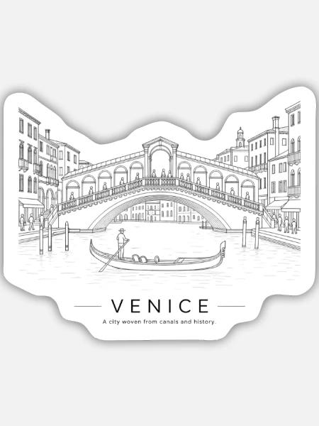 Venedig Rialto-Brücke - Sticker Größe M (15 x 15 cm) - Mattweiß