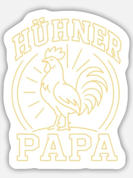 Hühner Papa Hühnerbesitzer Landwirt - Sticker Größe M (15 x 15 cm) - Mattweiß