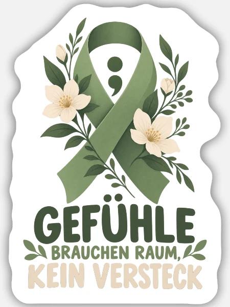 Mentale Gesundheit Bewusstsein Depressionen - Sticker Größe M (15 x 15 cm) - Mattweiß