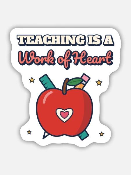 Lehren ist ein Herzenswerk - Sticker Größe M (15 x 15 cm) - Mattweiß