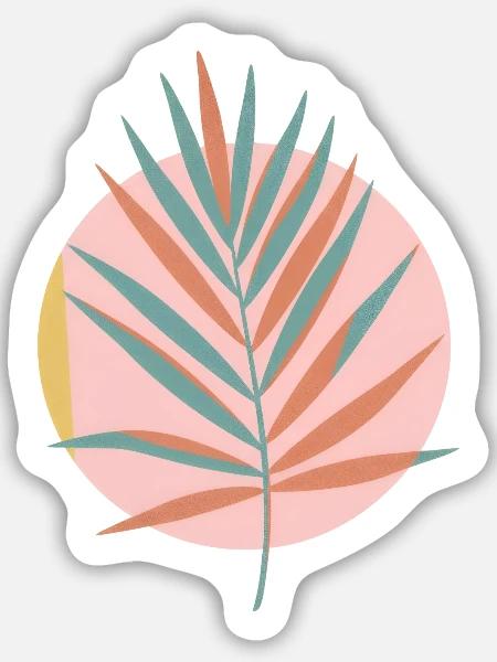 Boho-Tropenpalmenblatt-Ästhetik - Sticker Größe M (15 x 15 cm) - Mattweiß