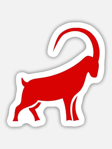Roter Widerram Silhouette für Jäger - Sticker Größe M (15 x 15 cm) - Mattweiß