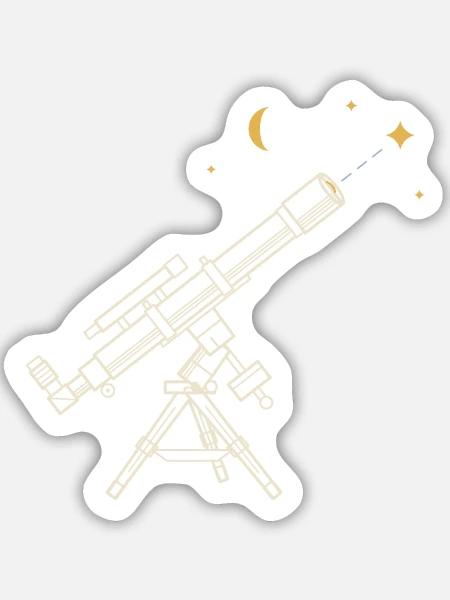 Linsenteleskop als technische Zeichnung - Sticker Größe M (15 x 15 cm) - Mattweiß