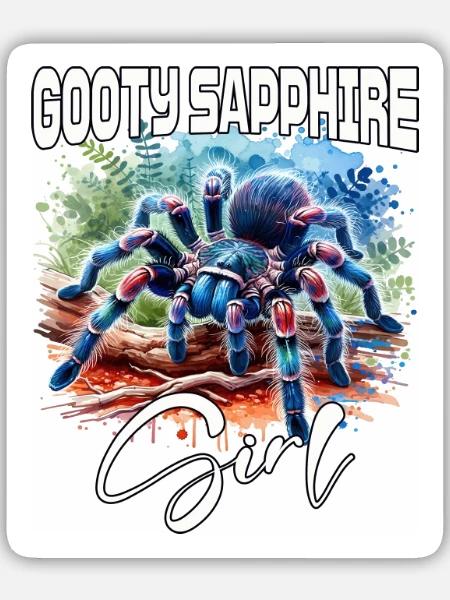 Gooty Saphir Tarantel Mädchen - Sticker Größe M (15 x 15 cm) - Mattweiß